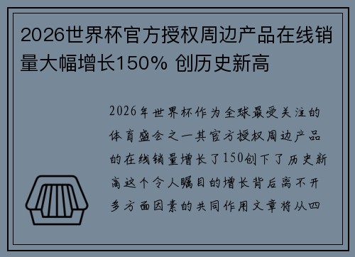 2026世界杯官方授权周边产品在线销量大幅增长150% 创历史新高 2026世界杯官方授权周边产品在线销量大幅增长150% 创历史新高